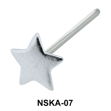 Solid Star Shaped Silver Straight Nose Stud NSKA-07